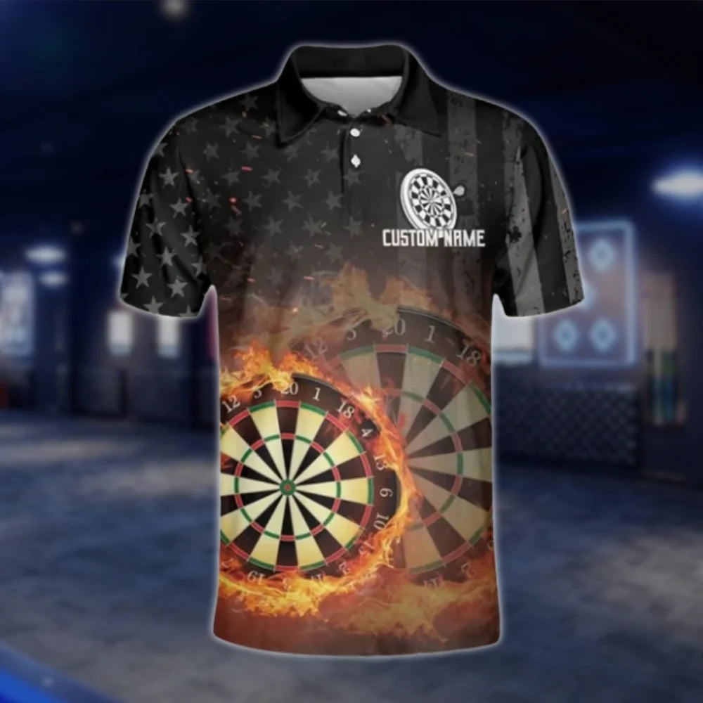 Custom Fire Dart Men's Polo Shirt, Custom Flame Dart Shirts For Team DAT0361