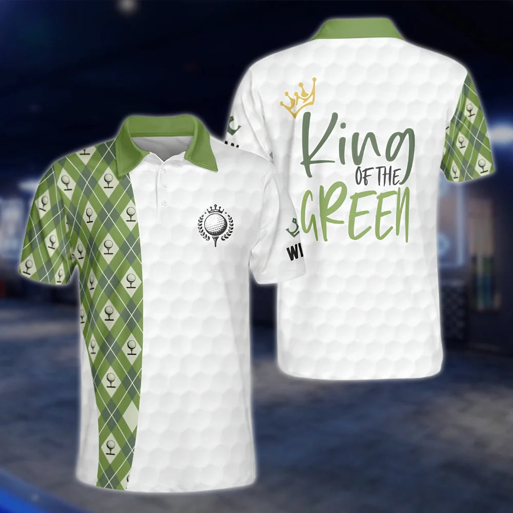 King Queen Of The Green Personalised Matching Golf Shirts For Couple, Custom Funny Matching Golf Shirts GOF0178