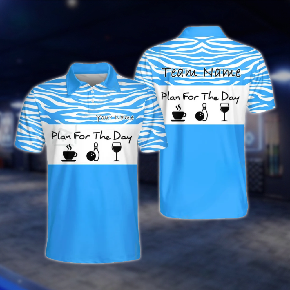 Personalized Plan For The Day Mens Pink Bowling Polo Shirt, Custom Funny Bowling Team Shirt BZ0777 BOW0130