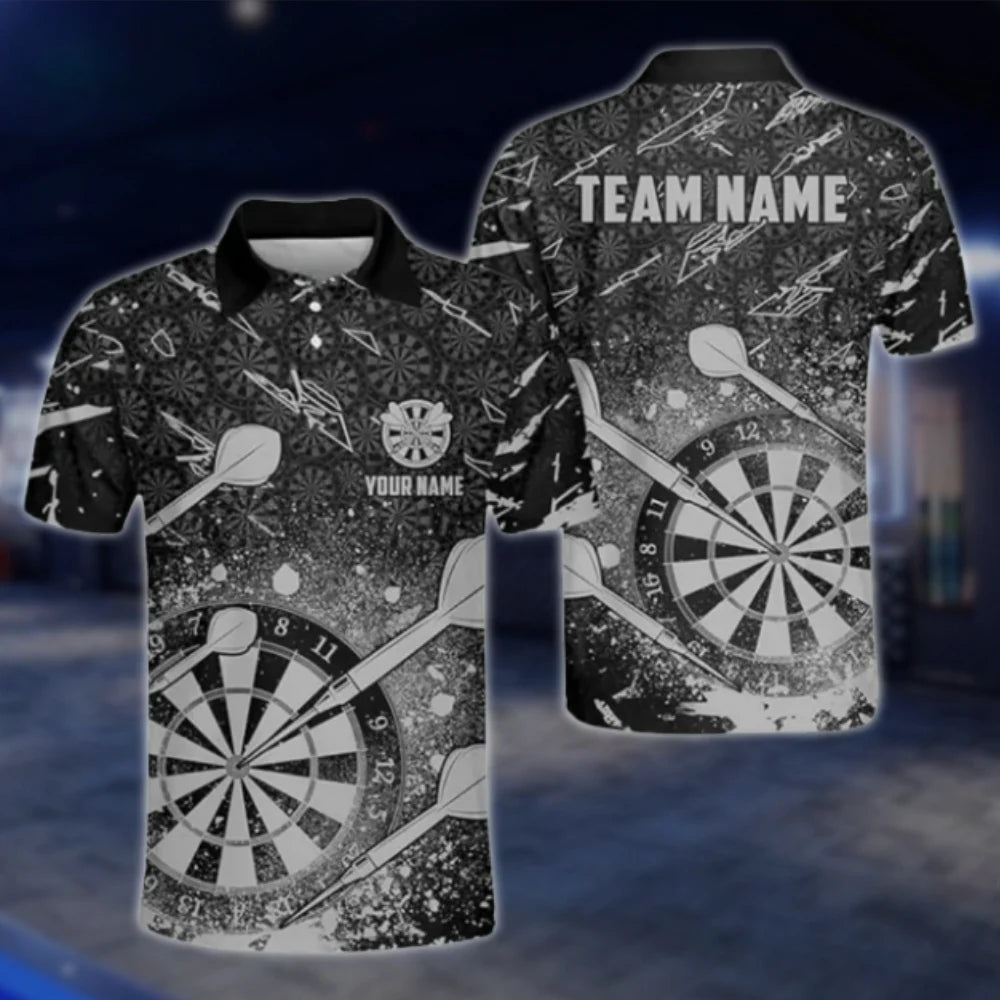 Custom Team Red Black Men's Dart Polo Shirt, Custom Dart Team Shirts DAT0402