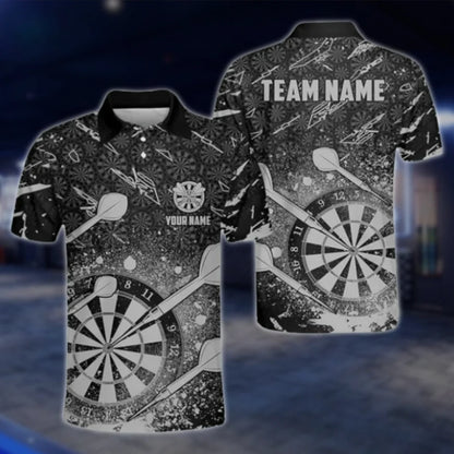 Custom Team Red Black Men's Dart Polo Shirt, Custom Dart Team Shirts DAT0402