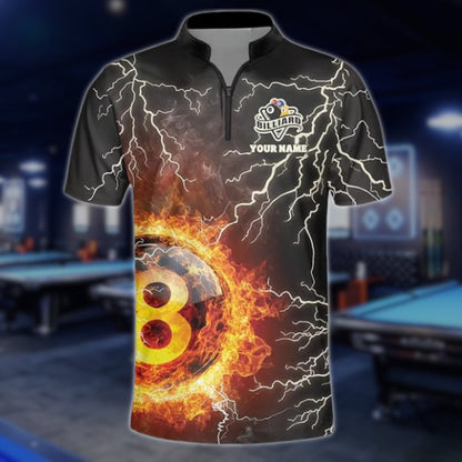 Custom Flame 8 Ball Jersey For Mens, Custom 8 Ball Flame Billiard Team Shirts BLD0135