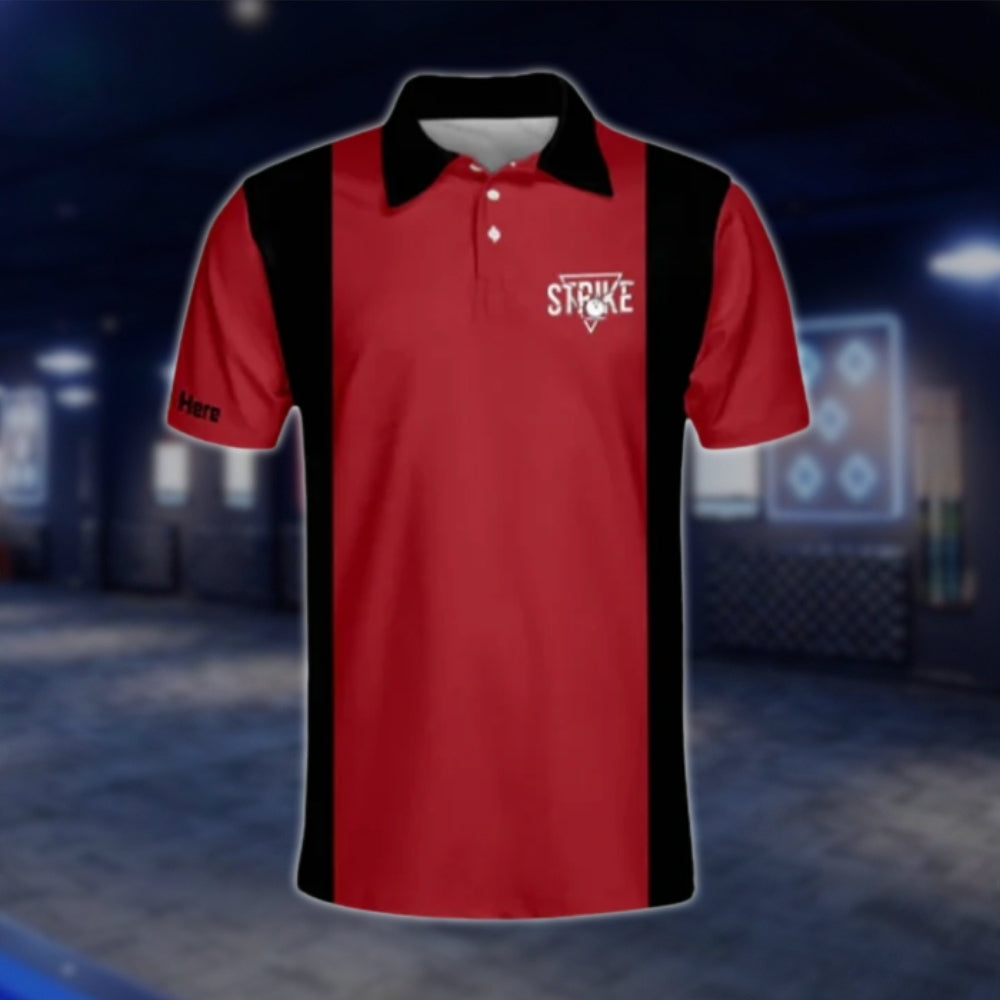 Custom My Bowling Technique Men's Bowling Polo Shirt, Black And Red Custom Funny Bowling Polo Shirts BM0299 BOW0373