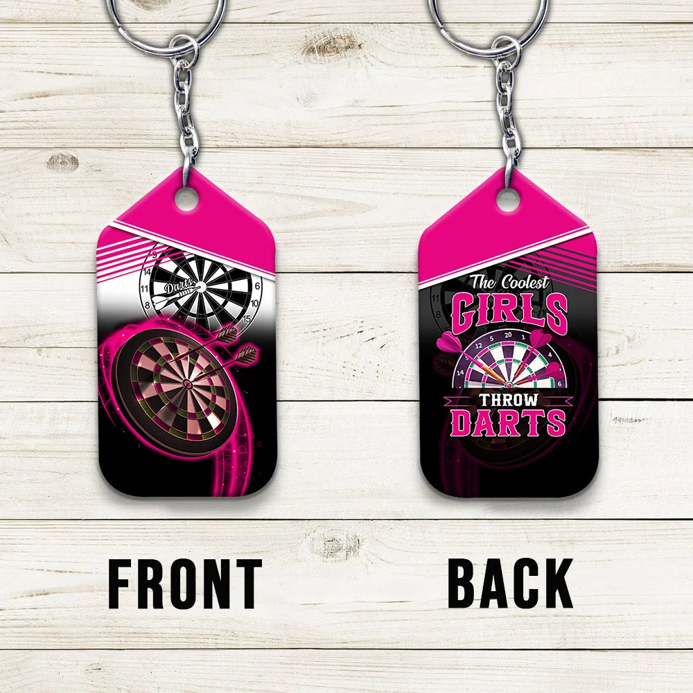 The Coolest Girls Throw Darts Keychain For Dart Team Player ORN0175