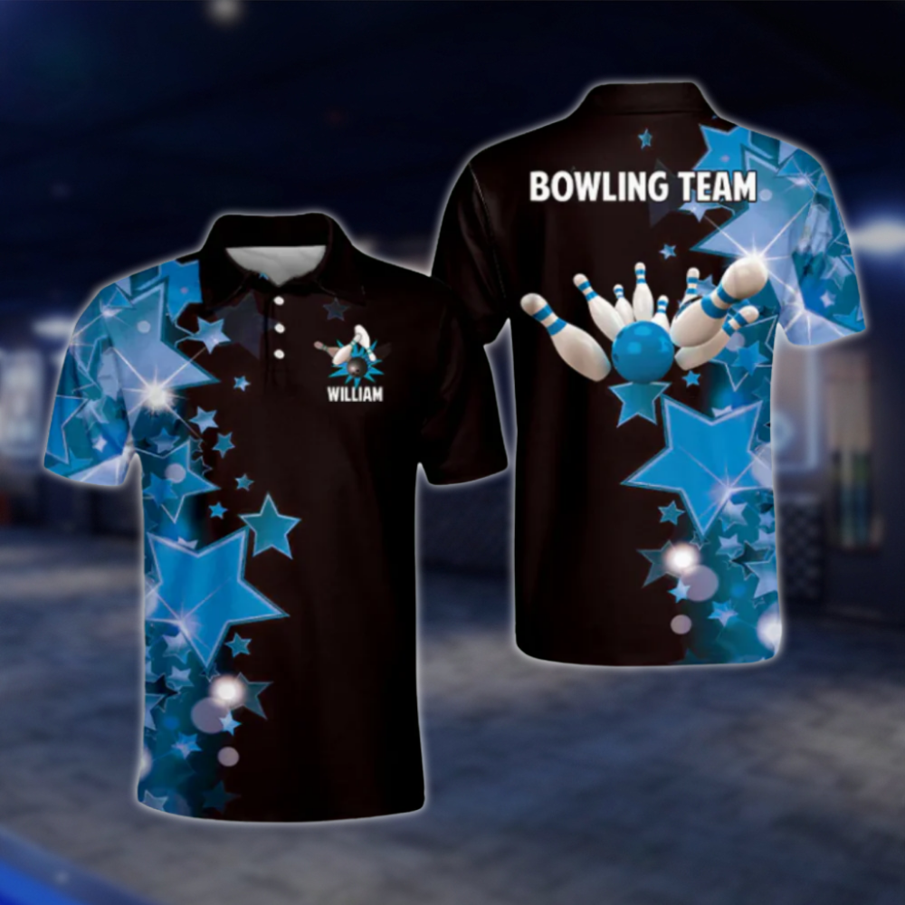 Custom Star Yellow Black Mens Bowling Polo Shirt, Custom Team Bowling Shirts BZ0167 BOW0304