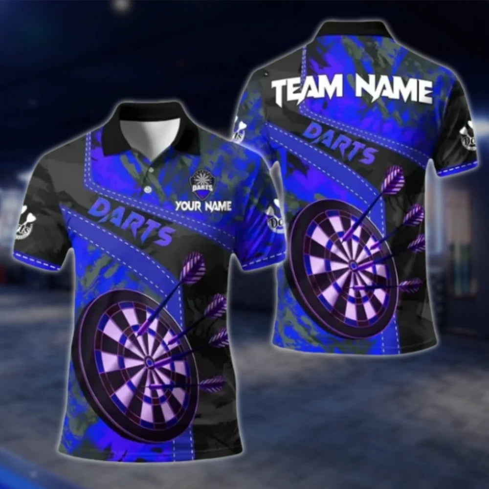 Custom Team Red Grunge Darts Polo Shirt Mens, Custom Dart Shirts For Team DAT0399