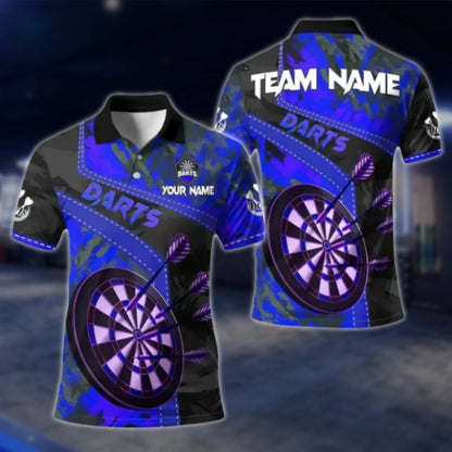 Custom Team Red Grunge Darts Polo Shirt Mens, Custom Dart Shirts For Team DAT0399