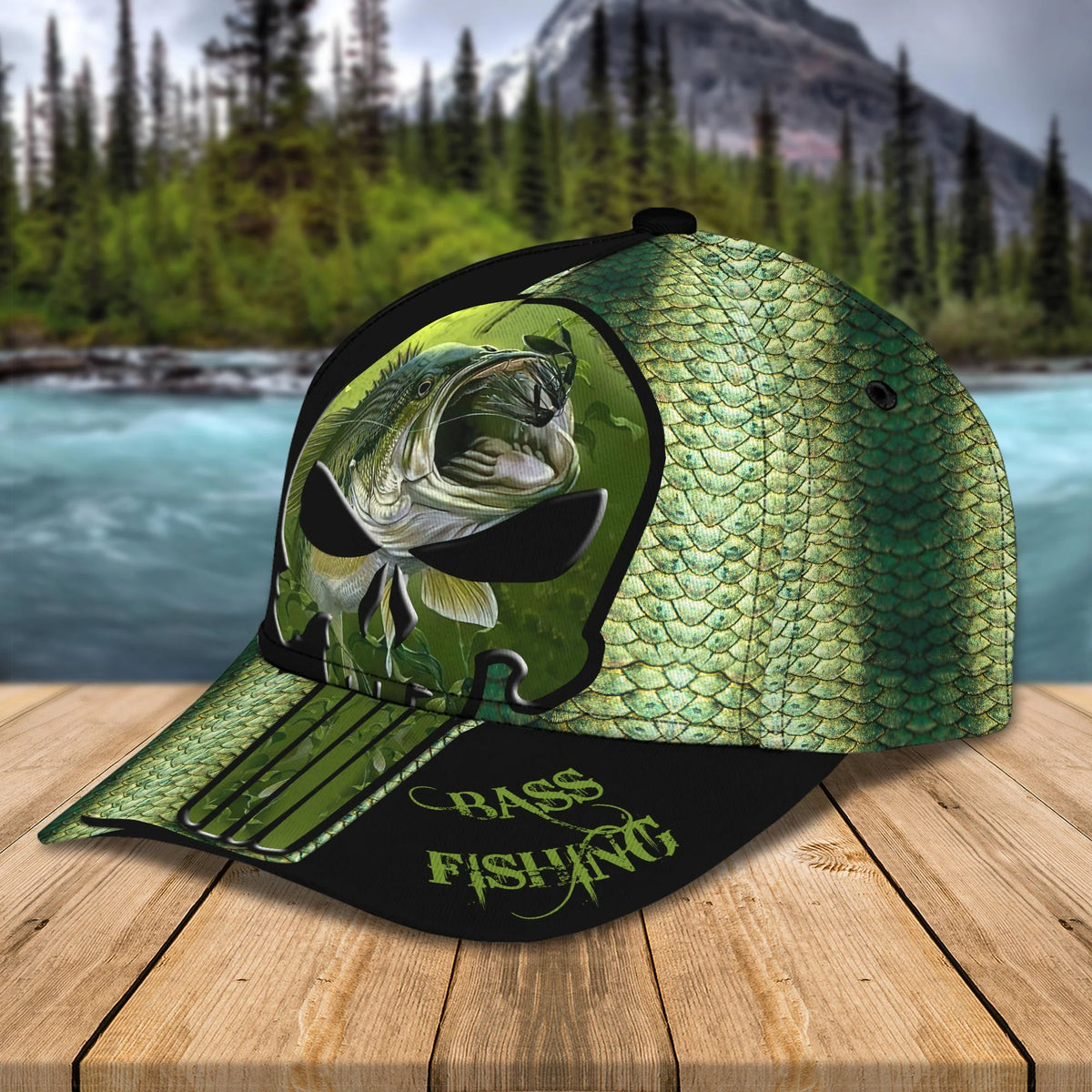 Bass Fishing 22 - Personalized Name Cap FISH0045