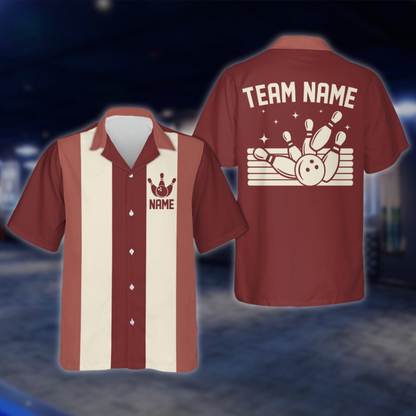 Personalized Blue Retro Bowling Hawaiian Shirt Men, Custom Retro Bowling Shirt For Team BE0219 BOW0151