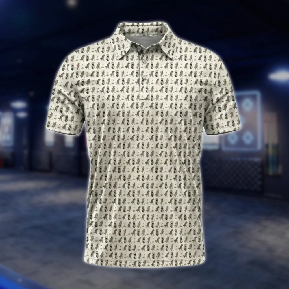 Men's Funny Cat Golf Polo Shirt, Cat Lover Golf Shirt GOF0056