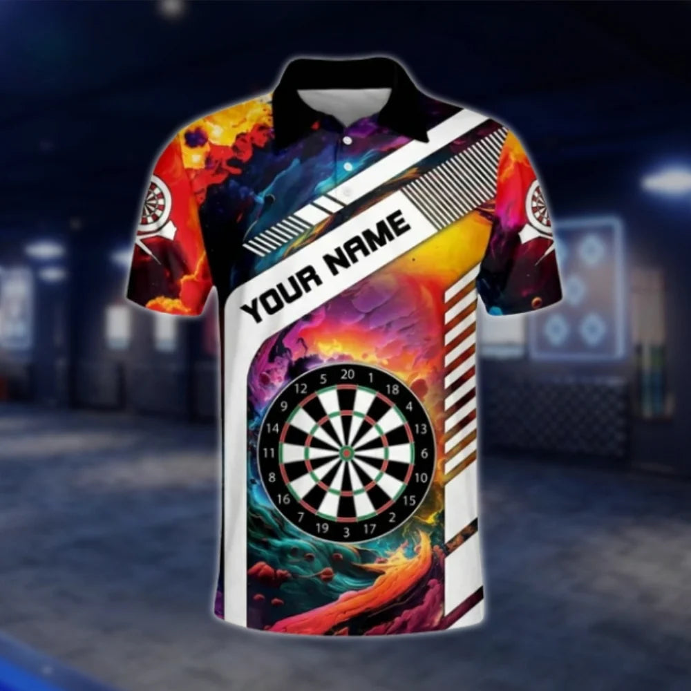 Custom Colorful Wave Dart Men's Polo Shirt, Custom Team Dart Shirts DAT0467