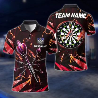 Custom Thunder Purple Mens Dart Polo Shirt, Custom Team Thunder Darts Shirts DAT0390