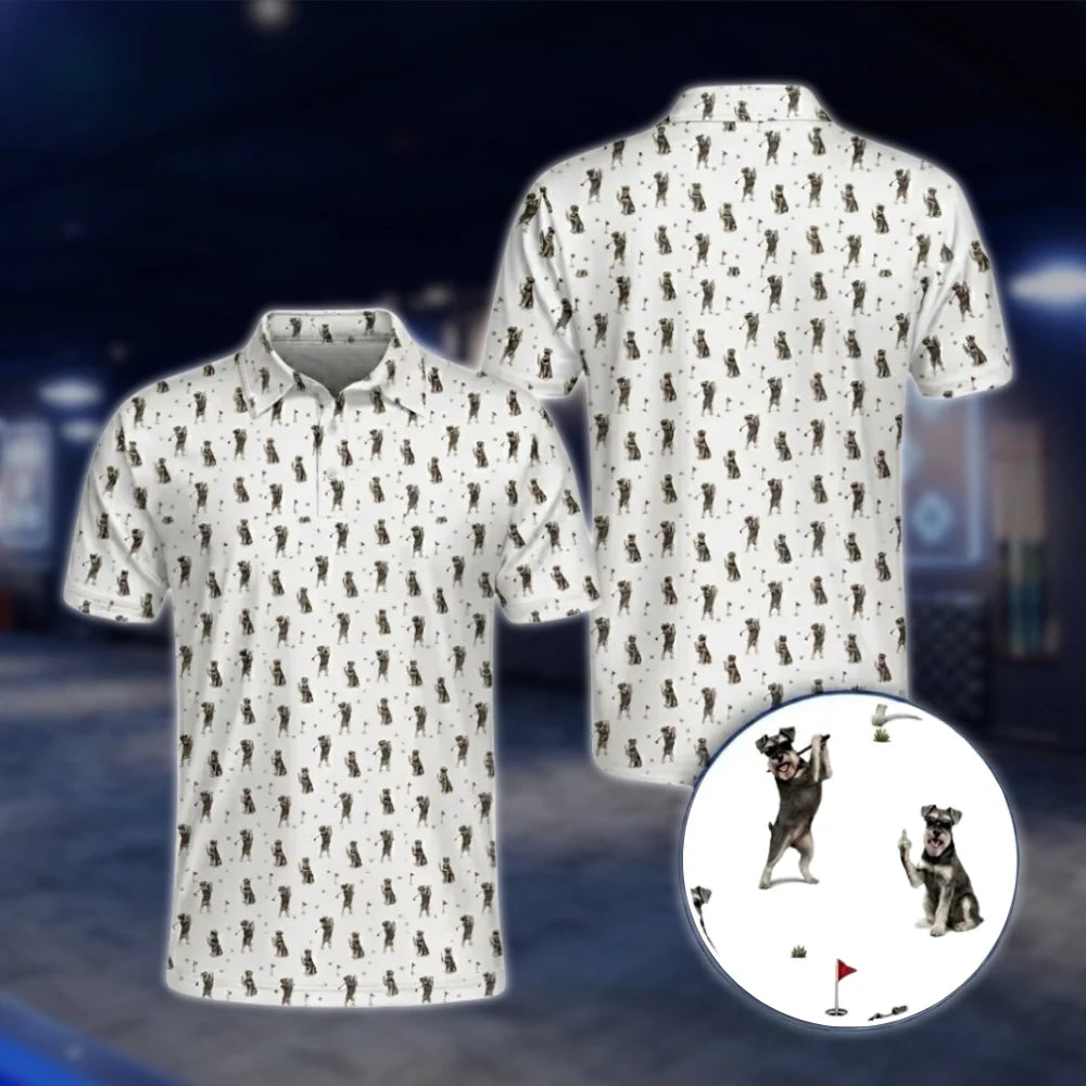 Mens Miniature Schnauzer Golf Polo Shirt, Schnauzer Dog Lover Golf Shirts GOF0052