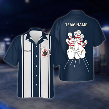 Personalized Scary Pins Bowling Mens Hawaiian Shirt, Custom Team Bowling Shirts BZ0860 BOW0088