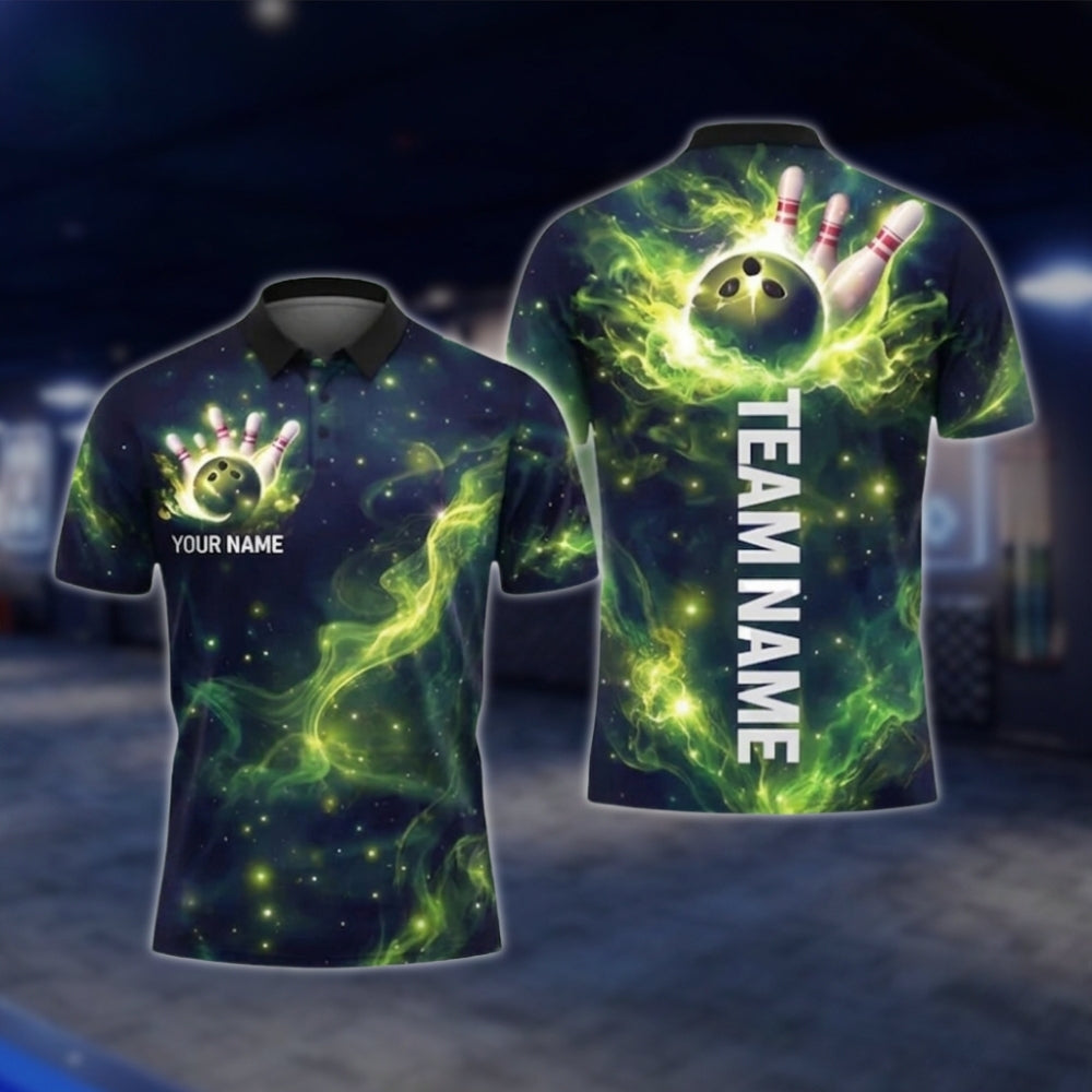 Cistom Thunder Purple Lightning Bowling Mens Polo Shirt, Custom Team Thunder Bowling Shirts BZ0347 BOW0384