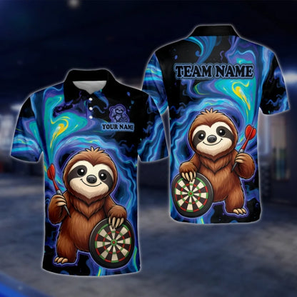 Custom Funny Sloth Darts Men's Polo Shirt, Custom Sloth Dart Team Shirt DAT0433