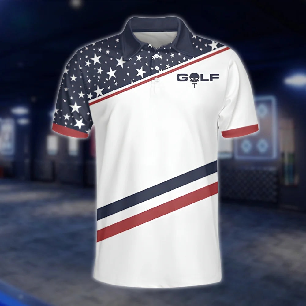 I Put It In Every Hole USA Flag Golf Polo Shirt For Men, Funny Golf Shirt Men GOF0104
