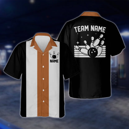 Custom Vintage Hawaiian Bowling Shirts, Black Red White Custom Team Vintage Bowling Shirts BE0025 BOW0369