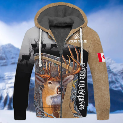 Canada Hunting - Personalized Name 3D Zipper Hoodie, 3D Fleece Zipper HNT0113