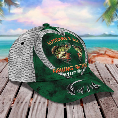 Husband & Wife Fishing Partners For Life - Personalized Name Cap 34 FISH0203