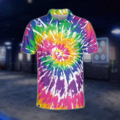 Tie Dye Colorful Golf Mens Polo Shirt, Tie Dye Golf Shirt Mens GOF0165