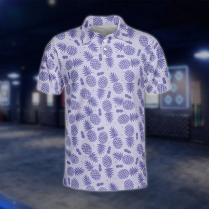 Mens Pineapple Purple Golf Polo Shirt, Pineapple Golf Shirts GOF0166