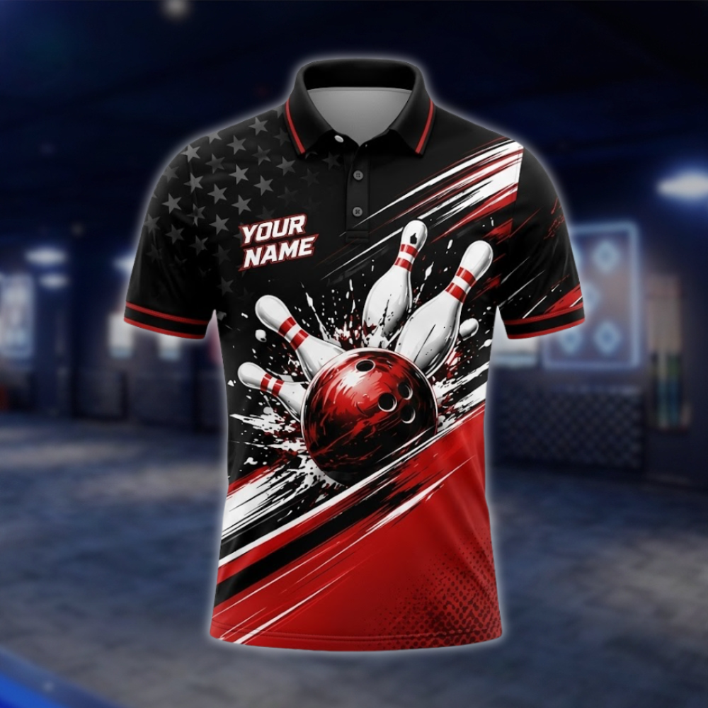 One Team One Goal Personalized Mens Bowling Polo Shirt, Custom Team Bowling Shirt BZ0920 BOW0021
