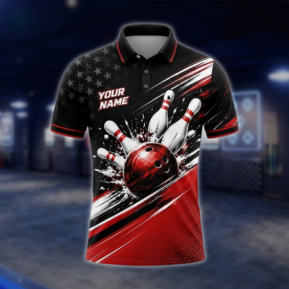 One Team One Goal Personalized Mens Bowling Polo Shirt, Custom Team Bowling Shirt BZ0920 BOW0021