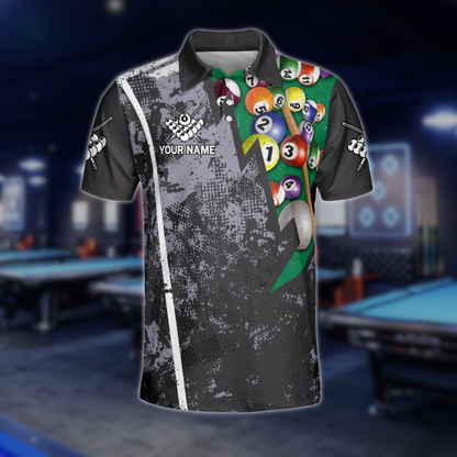 Custom Grunge Billiard Team Polo Shirts For Mens, Custom Pool Billiard Shirts BLD0116