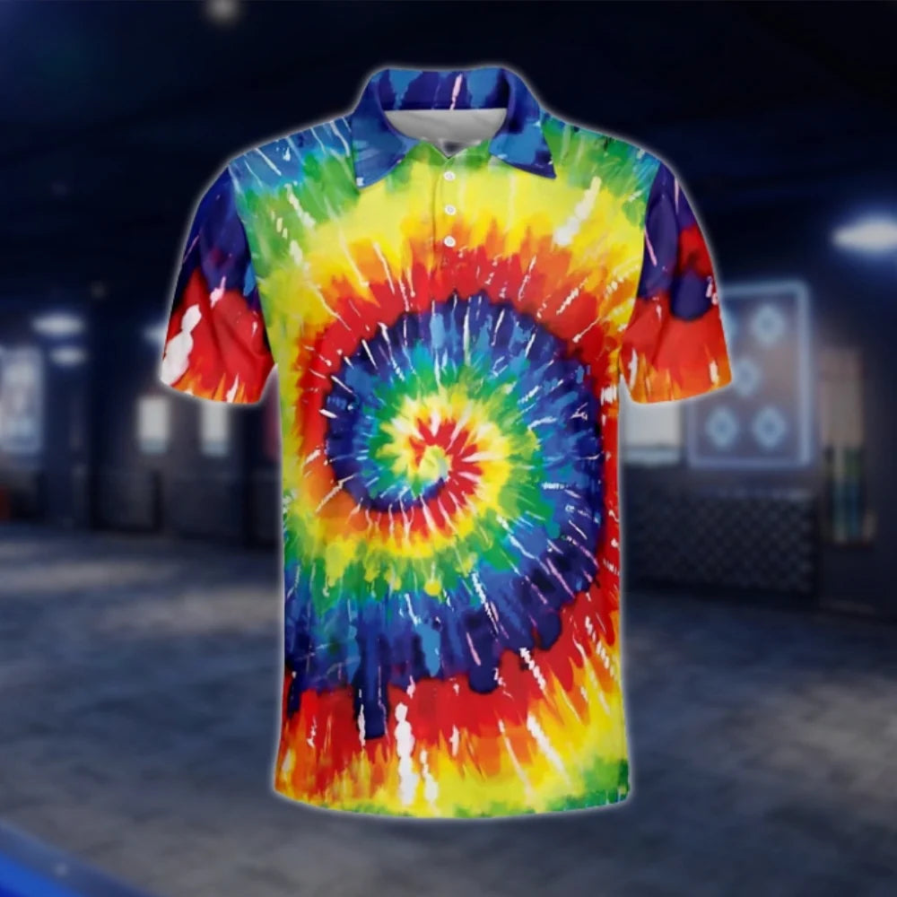 Tie Dye Golf Polo Shirts For Men, Tie Dye Golf Shirt GOF0190