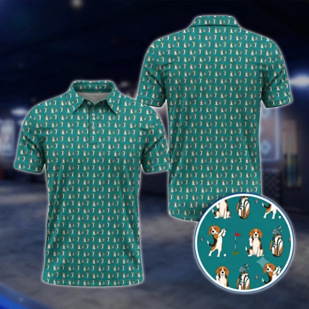 Beagle Dog Golf Polo Shirt Mens, Beagle Golf Shirt For Dog Lover GOF0038