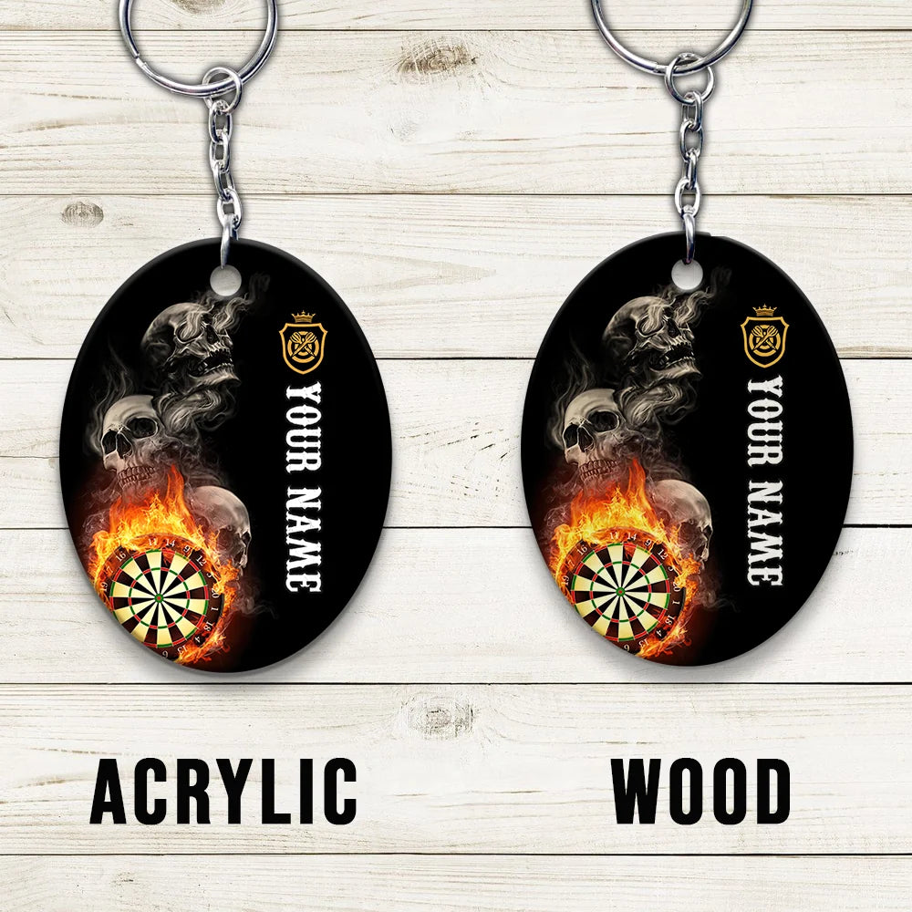 Hello Darkness My Old Friend I've Come To Play With You Again Personalized Name 3D Keychain For Dart Team Player ORN0201