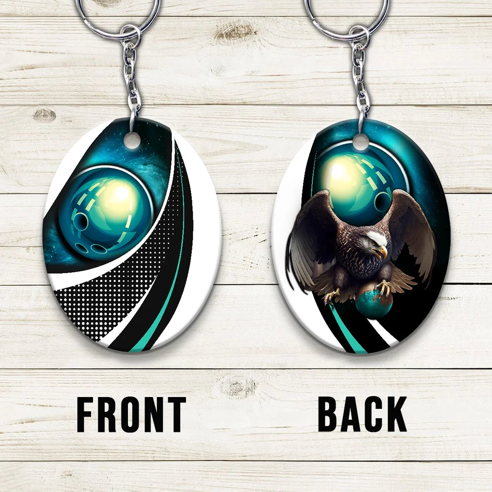 Eagle Bowling Team Blue Bowling Ball Keychain ORN0198