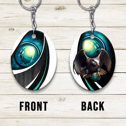 Eagle Bowling Team Blue Bowling Ball Keychain ORN0198