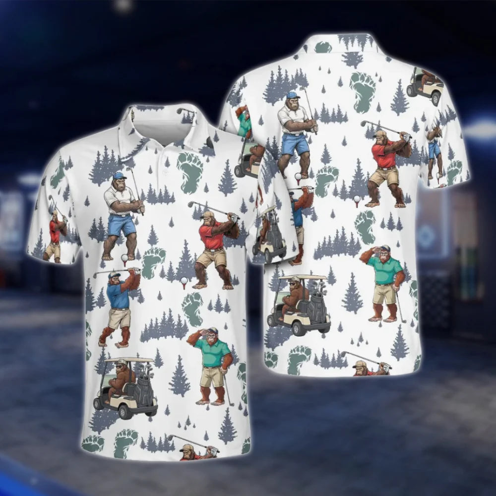 Bigfoot Sasquatch Golf Polo Shirt For Men, Bigfoot Golf Shirts GOF0080