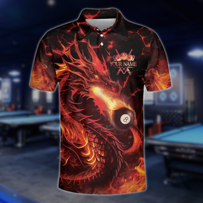Custom Dragon 8 Ball Billiard Polo Shirt Mens, Custom Dragon Billiard Team Shirts BLD0109