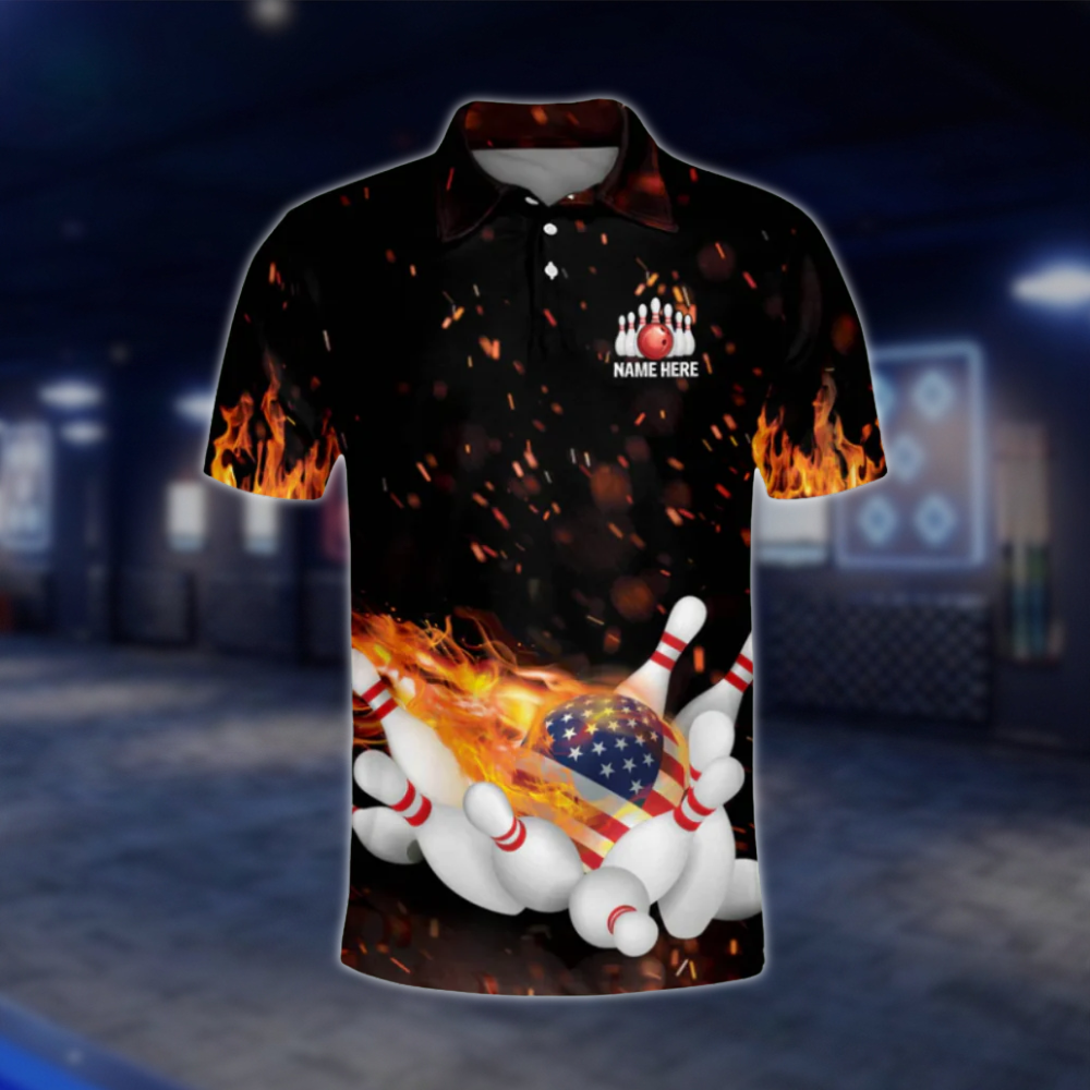 Custom You Don't Have To Be Crazy To Bowl With Us We Can Train You Mens Flame Bowling Polo Shirt, Custom Funny Bowling Shirts BM0246 BOW0474