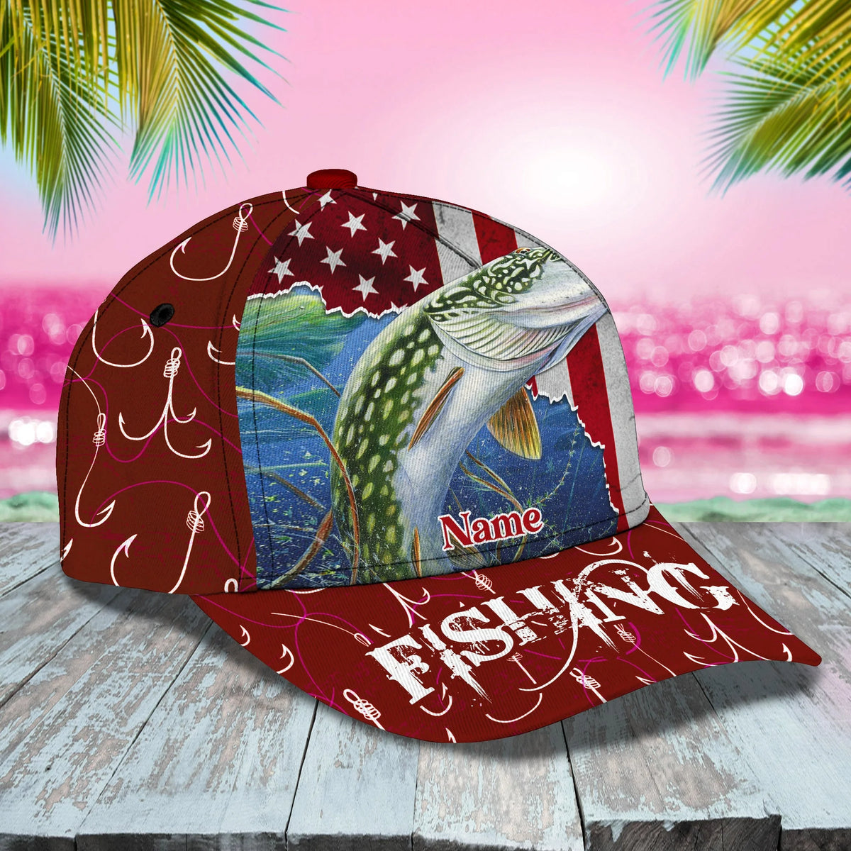 Fishaholicn Pike Fishing - Personalize Name Cap  - Loop - Ntp-206 FISH0234