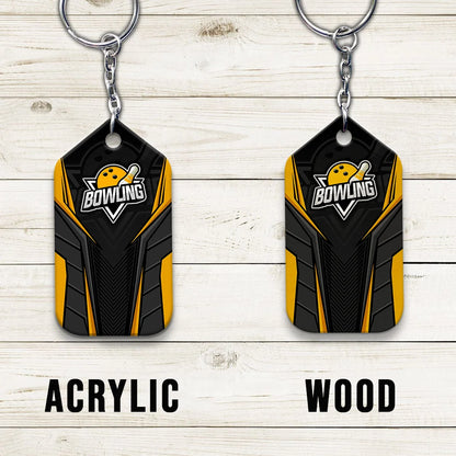 Bowling Pin And Bowl Ball Yellow Personalized Name 3D Keychain Gift For Bowler ORN0207
