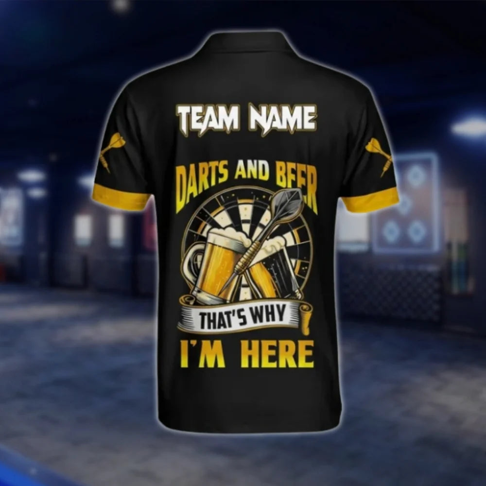Custom Darts And Beer That's Why I'm Here Custom Mens Funny Dart Polo Shirt, Custom Beer Darts Shirt For Team DAT0236
