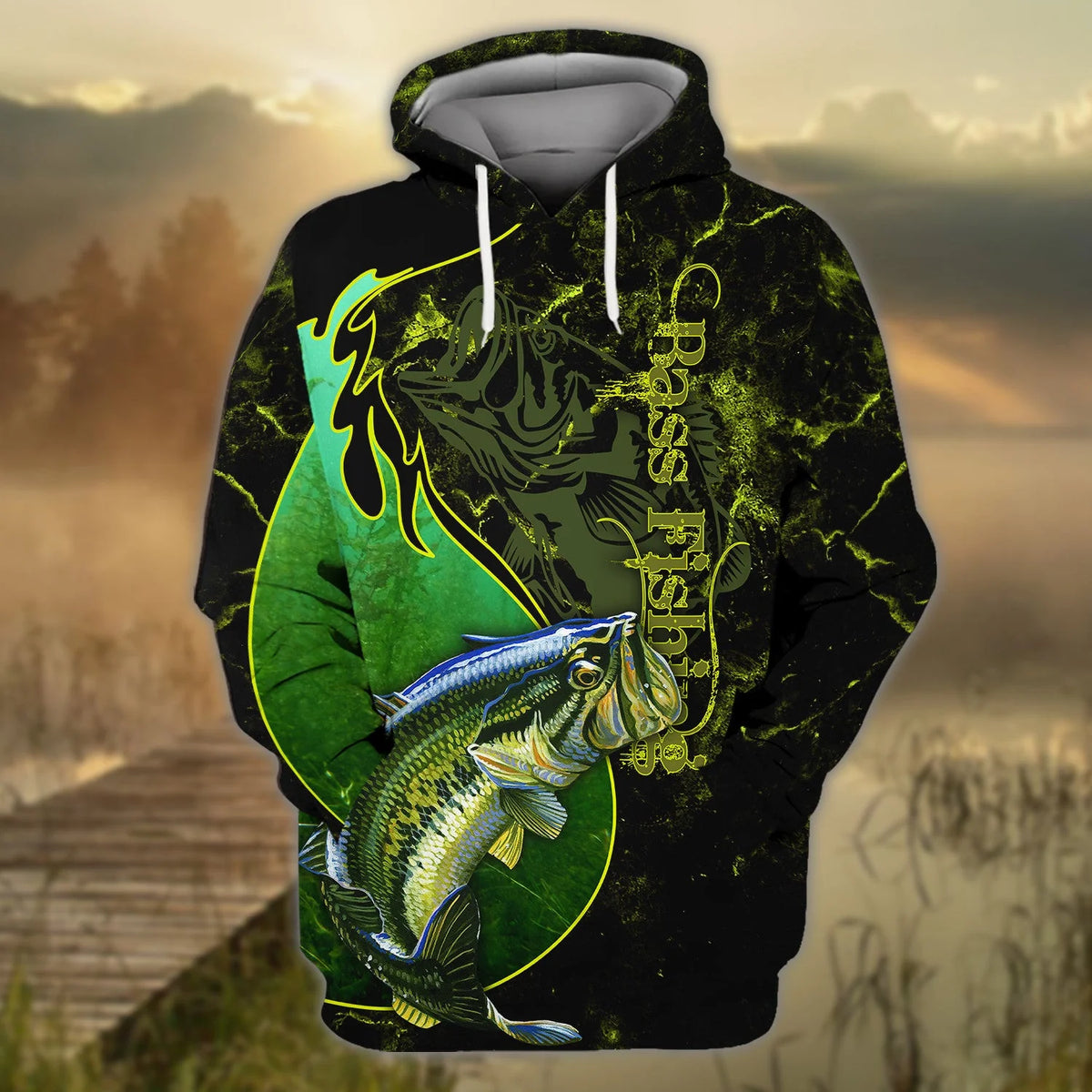 Bass Fishing Underwater Yinyang Camo 3D Print Shirts FISH0067