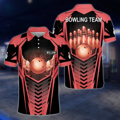 Custom Team Golden Black Bowling Mens Polo Shirt, Custom Bowling Shirts BZ0166 BOW0498