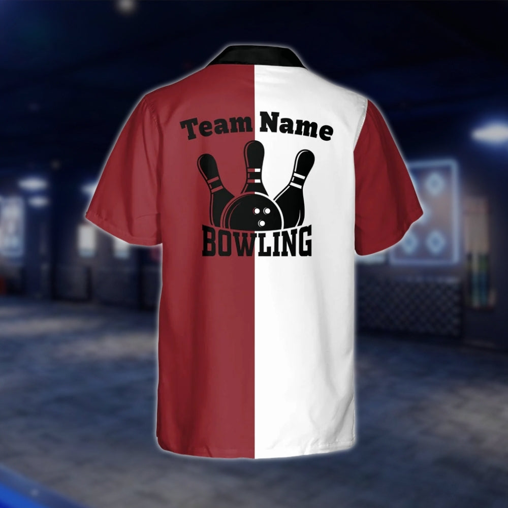 Custom Vintage Maroon White Bowling Hawaiian Shirt Men Women, Custom Team Vintage Bowling Shirts BZ0020 BOW0302
