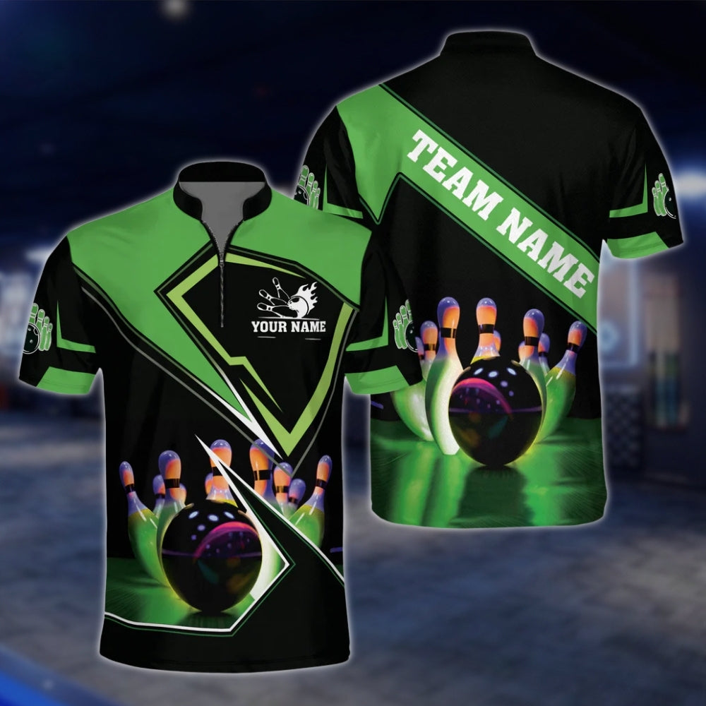 Custom Team Bowling Jersey For Mens Black And Red, Custom Bowling Shirts BZ0071 BOW0467