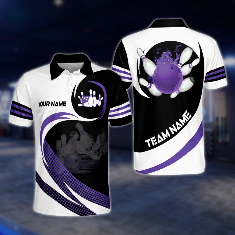 Custom Team White Red Black Bowling Polo Shirt Mens, Custom Bowling Team Shirts BM0296 BOW0230