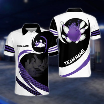 Custom Team White Red Black Bowling Polo Shirt Mens, Custom Bowling Team Shirts BM0296 BOW0230