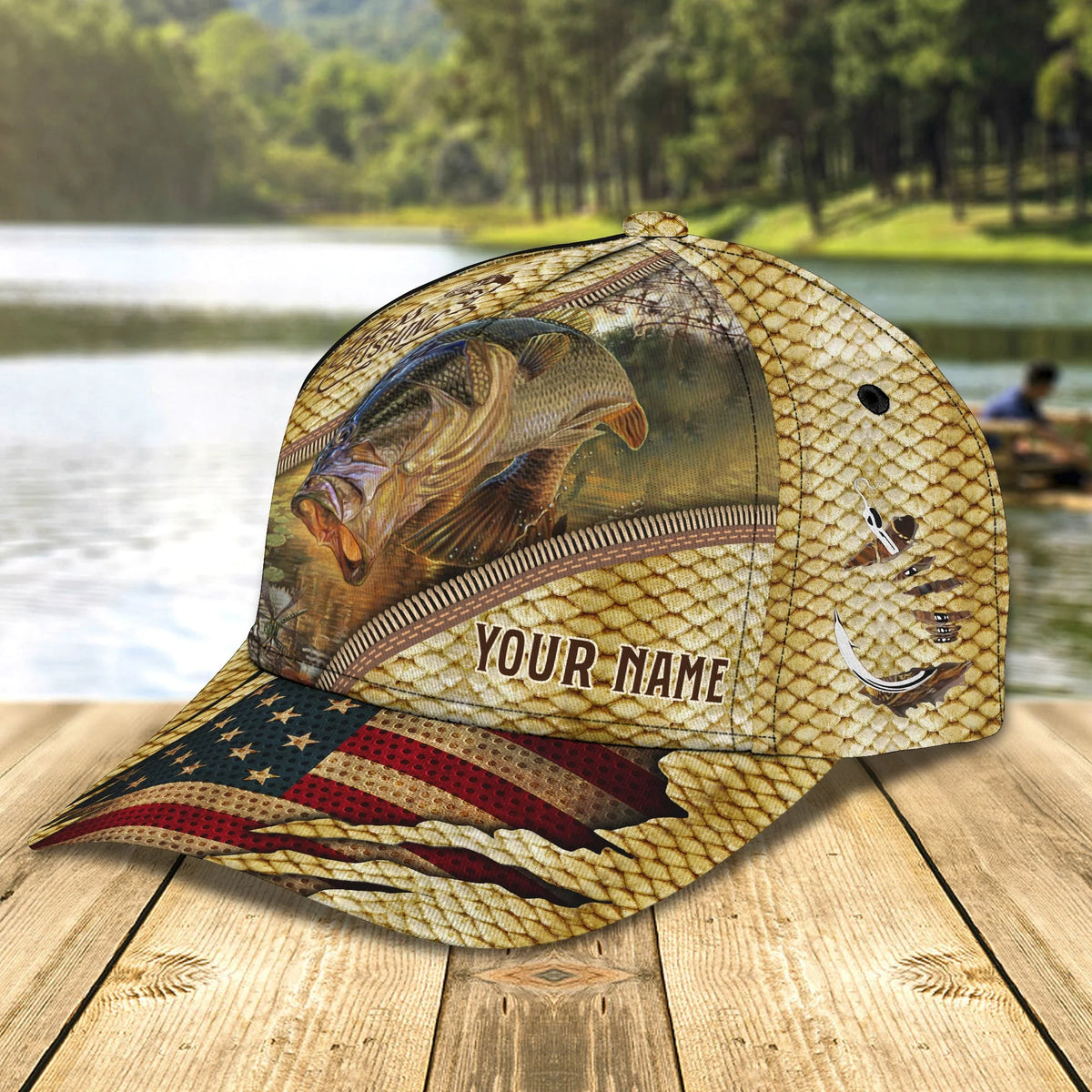 Bass Fishing 5 - Personalized Name Cap FISH0043