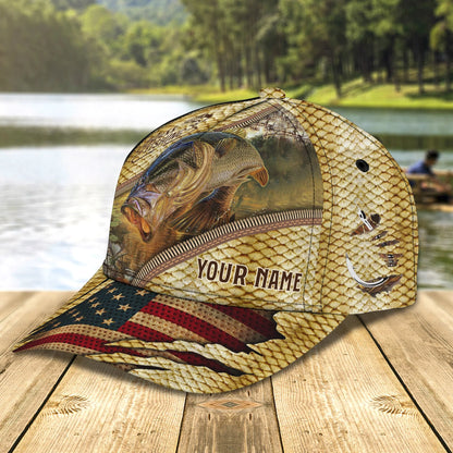 Bass Fishing 5 - Personalized Name Cap FISH0043