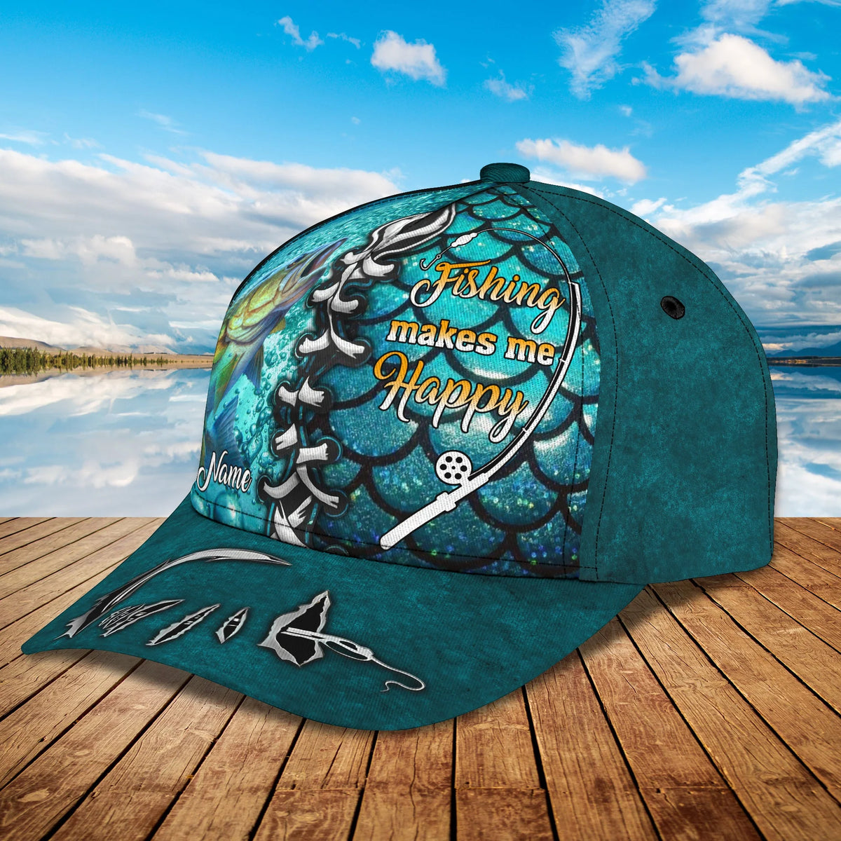 Bass Fishing - Personalized Name Cap Tad 02 FISH0042