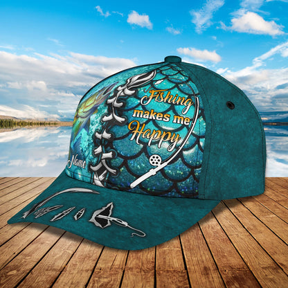 Bass Fishing - Personalized Name Cap Tad 02 FISH0042